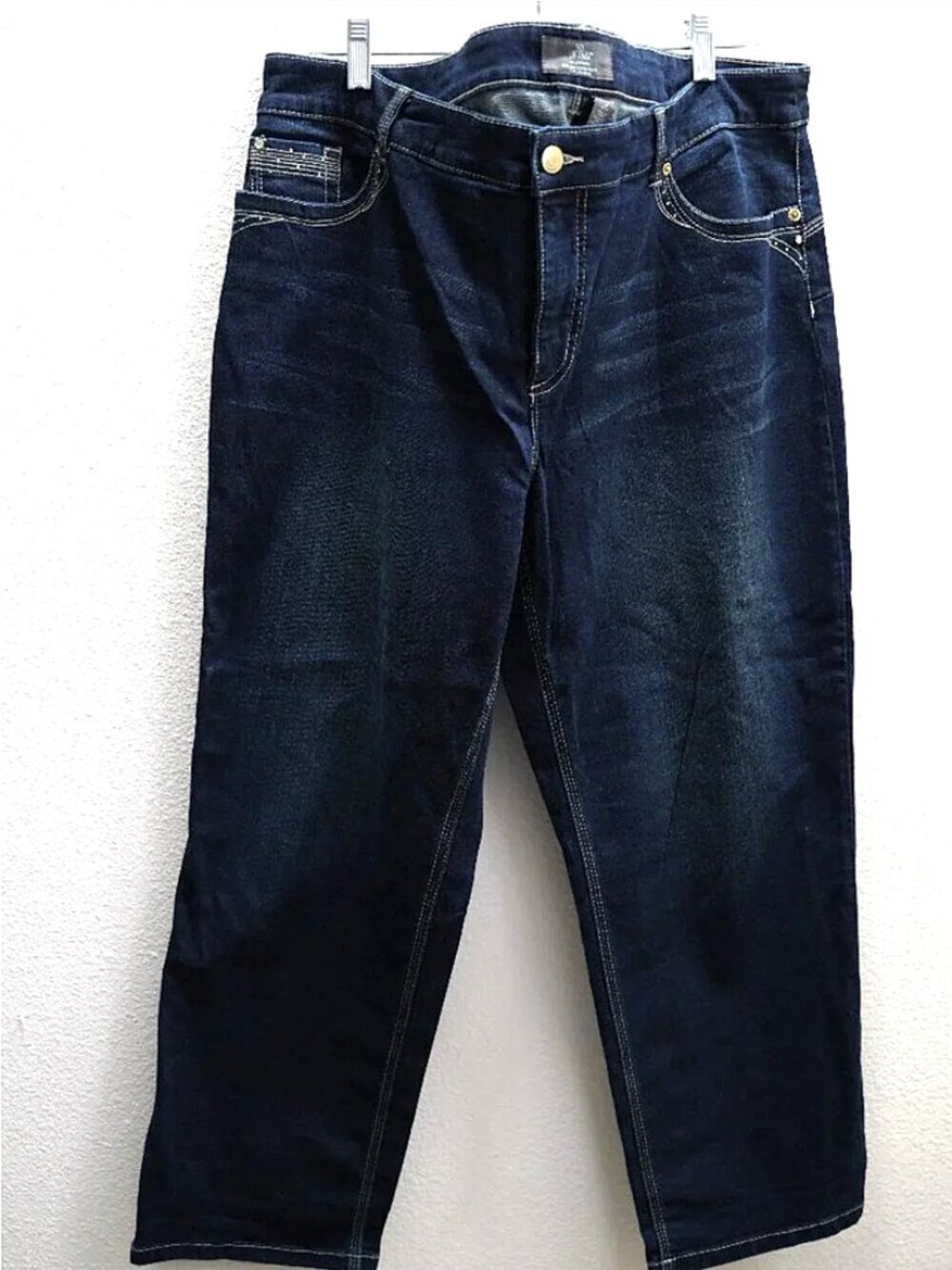Chico's So Lifting Embellished Dark Wash Denim Crop Jeans size 3